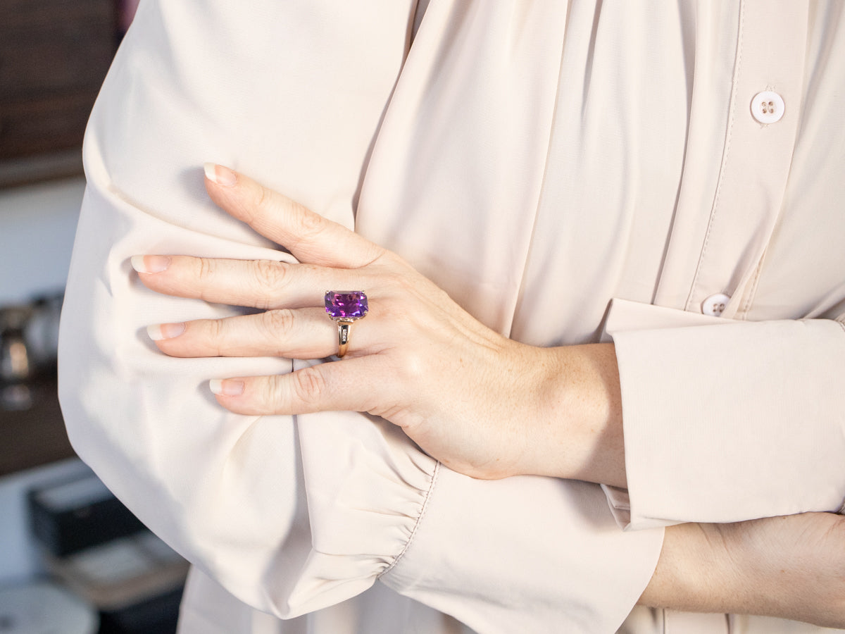 Retro Amethyst and Diamond Ring