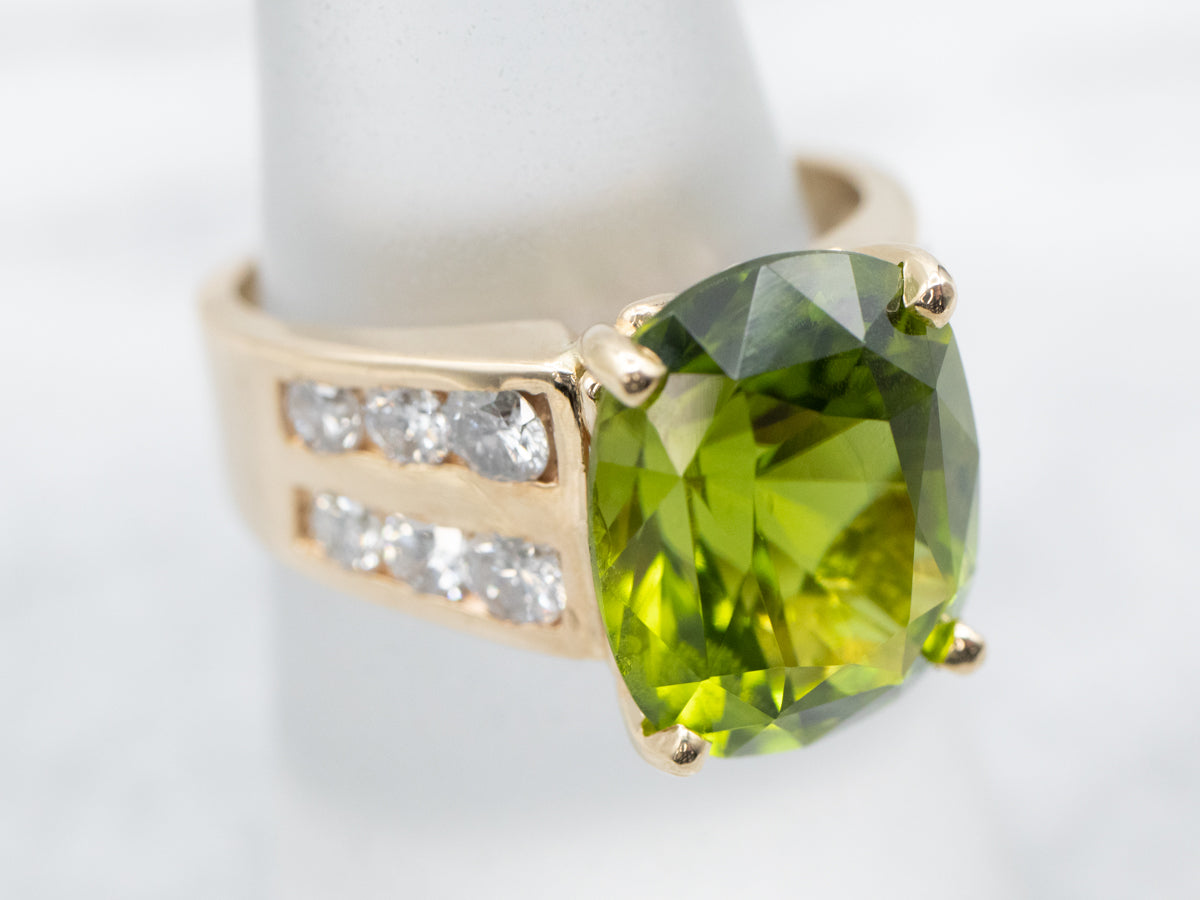 Bold Peridot and Diamond Cocktail Ring