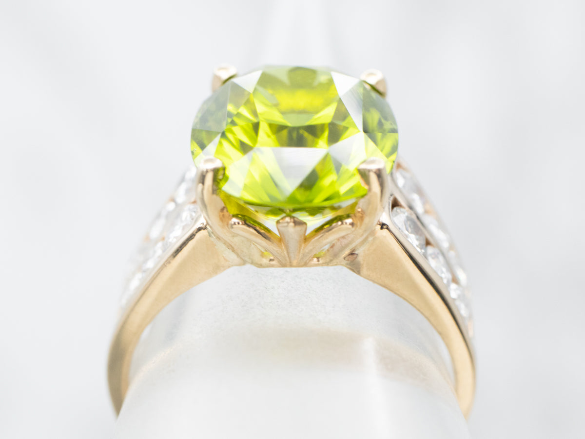 Bold Peridot and Diamond Cocktail Ring