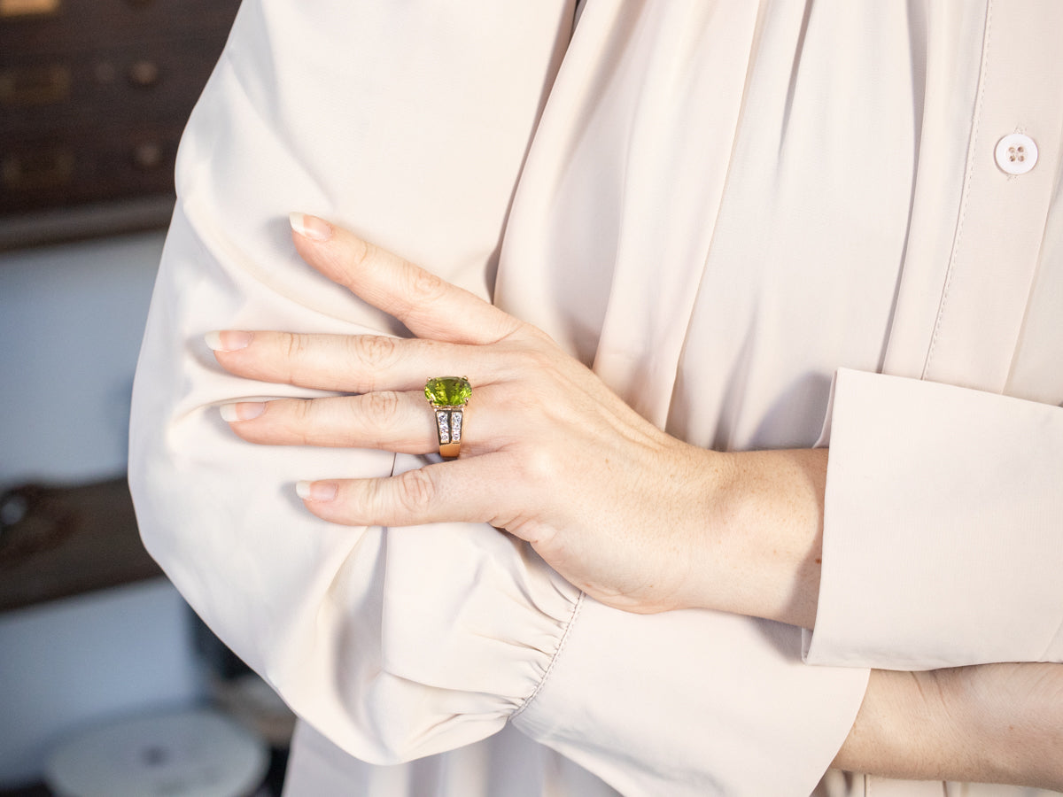 Bold Peridot and Diamond Cocktail Ring