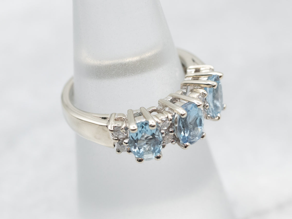 White Gold Aquamarine and Diamond Ring