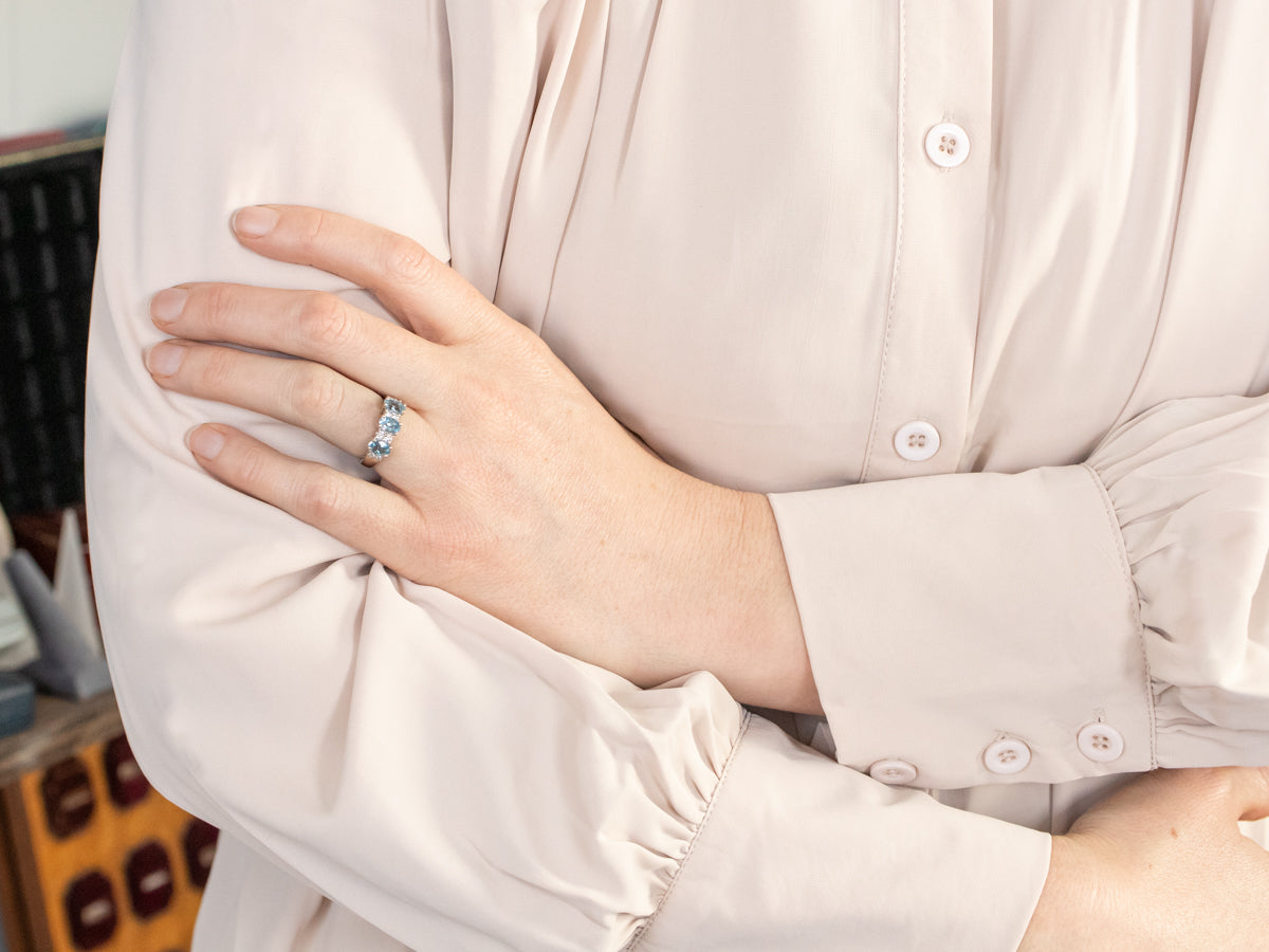 White Gold Aquamarine and Diamond Ring