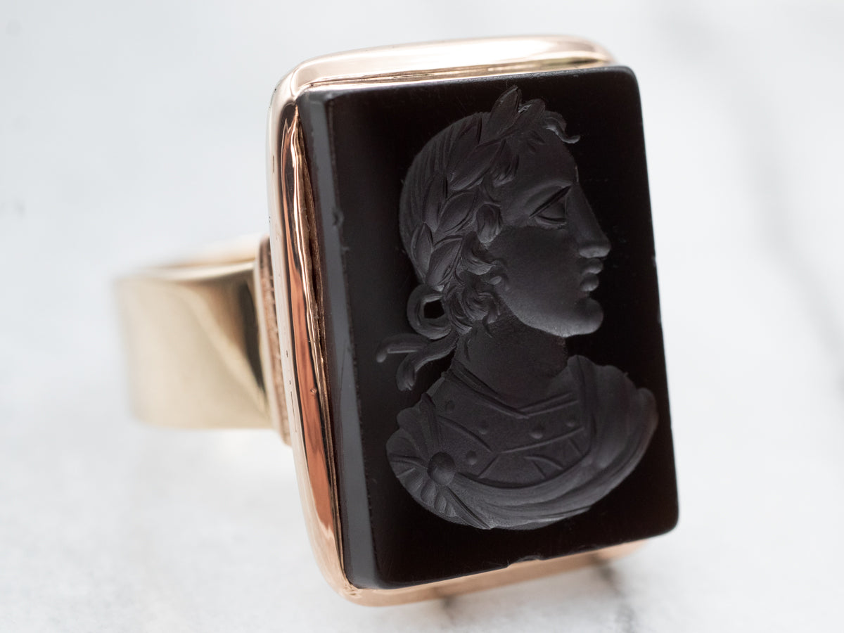 Striking Sardonyx Roman Soldier Intaglio Ring