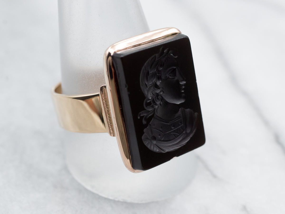 Striking Sardonyx Roman Soldier Intaglio Ring