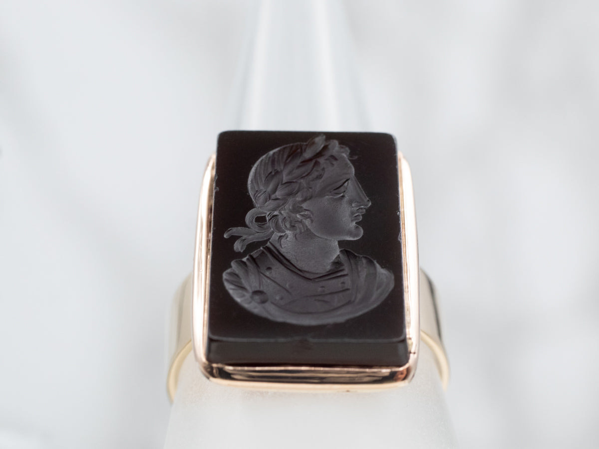 Striking Sardonyx Roman Soldier Intaglio Ring