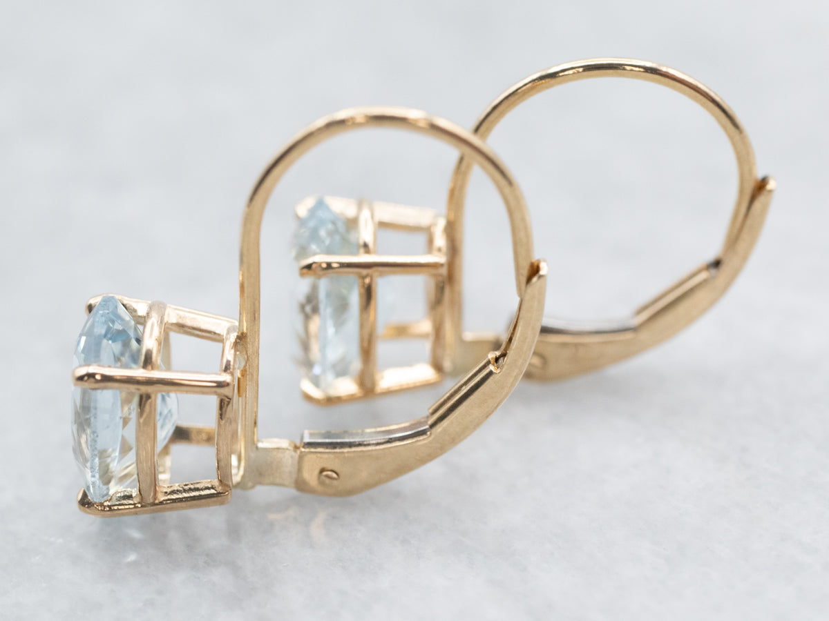Aquamarine Gold Drop Earrings