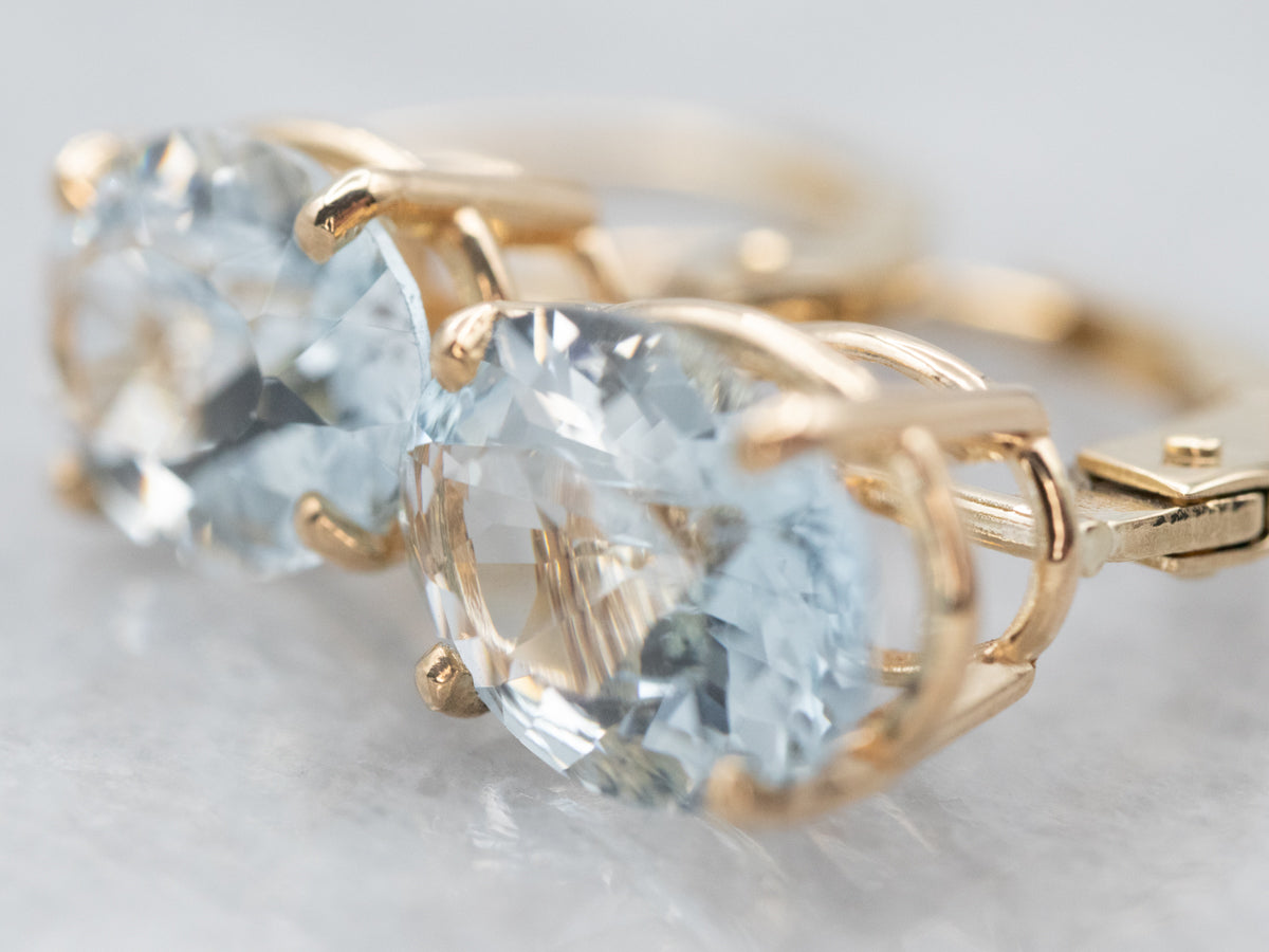 Aquamarine Gold Drop Earrings