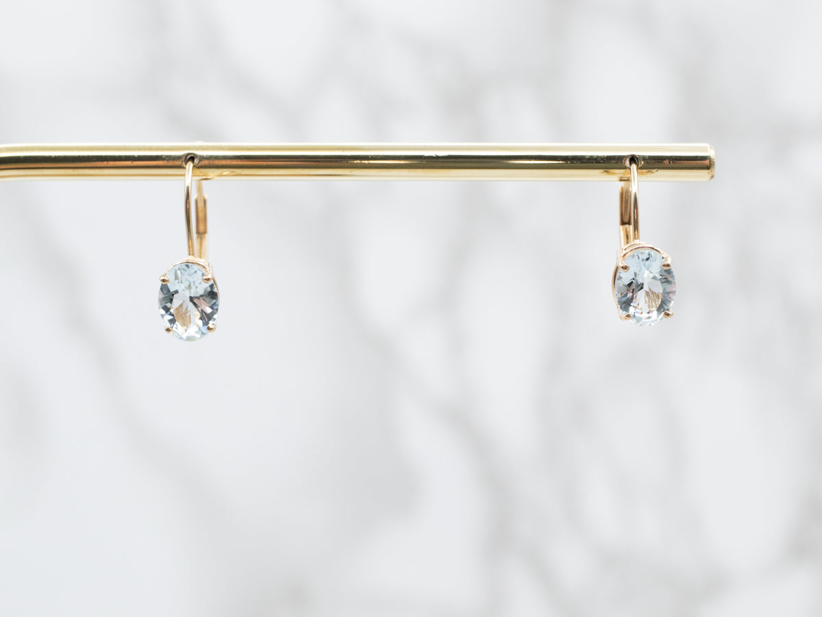Aquamarine Gold Drop Earrings