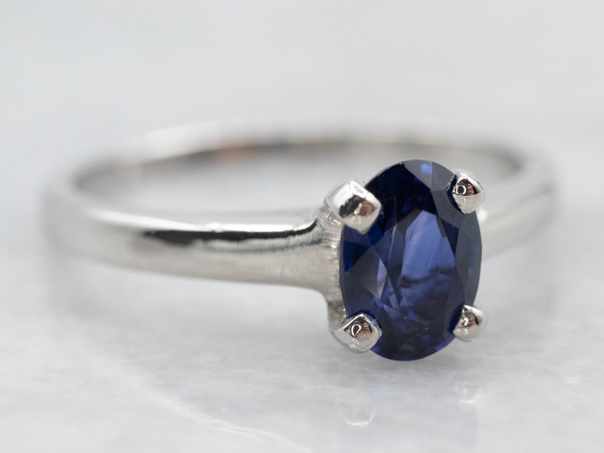 Platinum Sapphire Solitaire Engagement Ring