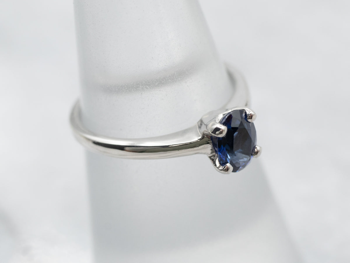 Platinum Sapphire Solitaire Engagement Ring