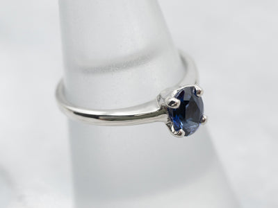 Platinum Sapphire Solitaire Engagement Ring