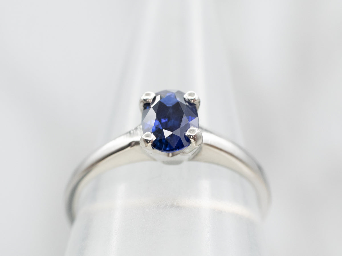 Platinum Sapphire Solitaire Engagement Ring