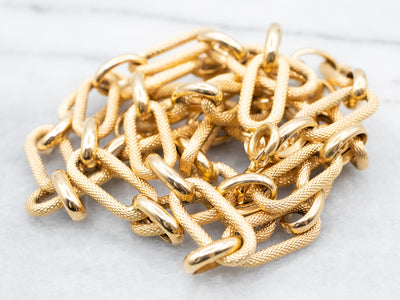 Textured Gold Paperclip Chain Link Necklace