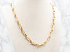 Textured Gold Paperclip Chain Link Necklace