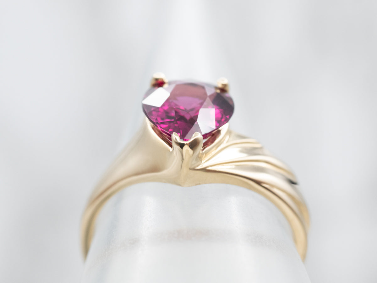 Anillo Solitario Granate Rodolita