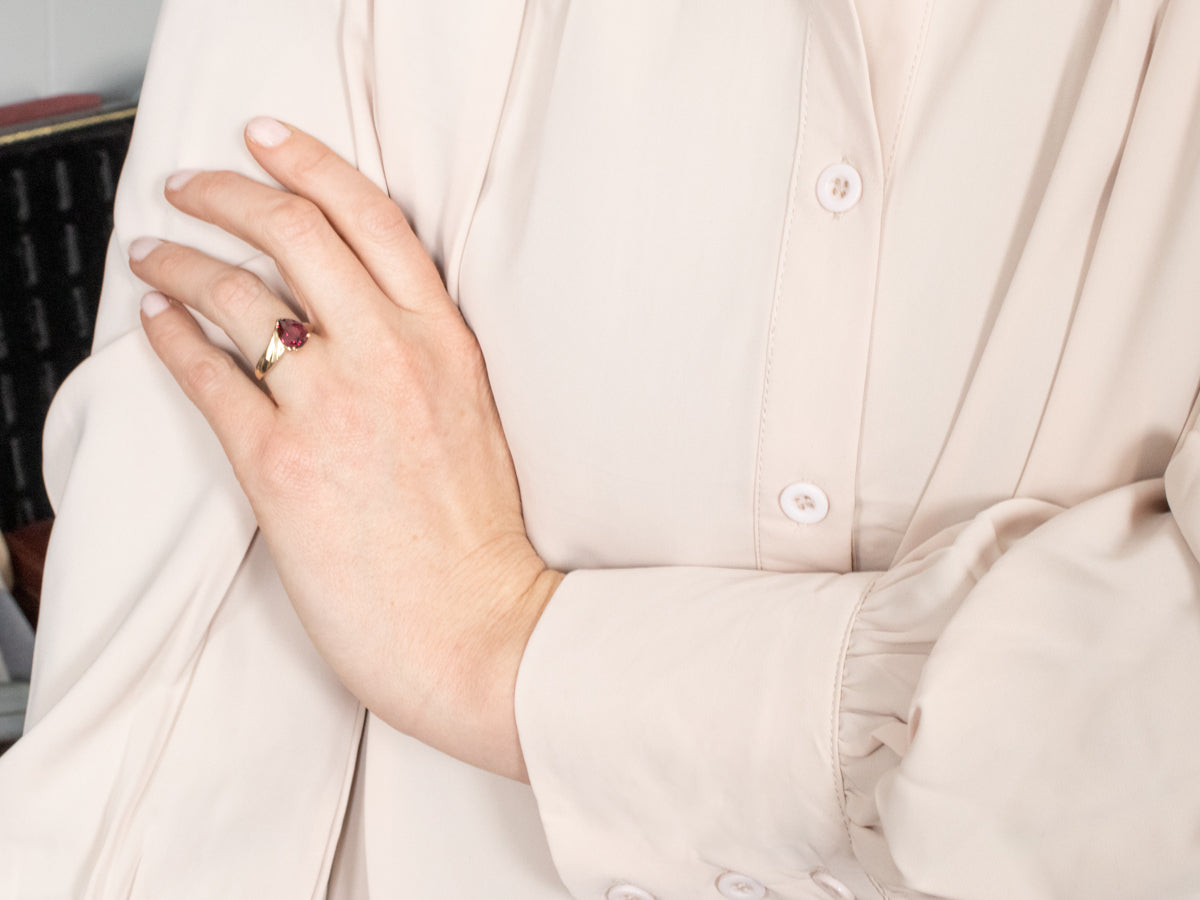 Anillo Solitario Granate Rodolita