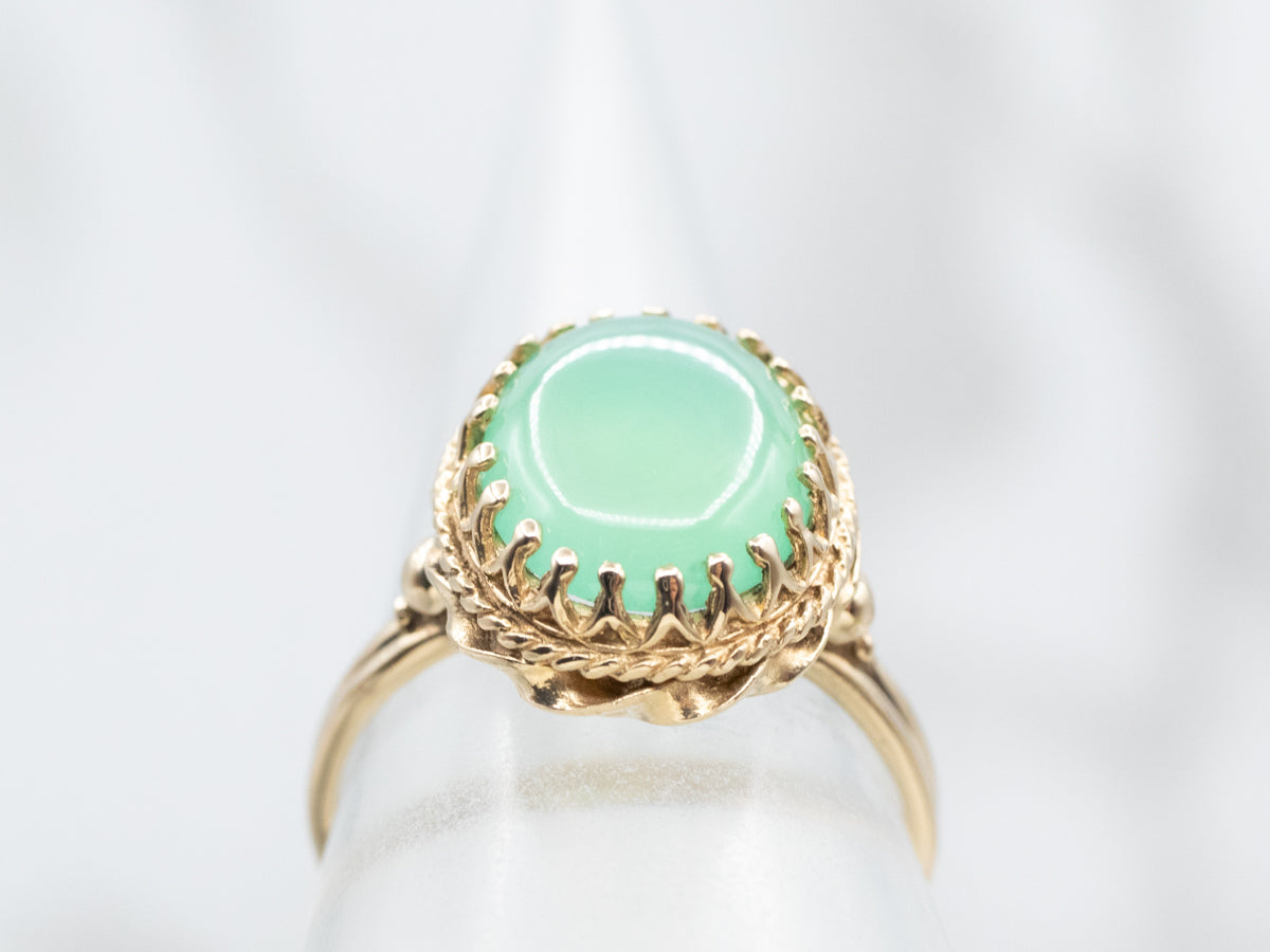 Vintage Green Chalcedony Ring