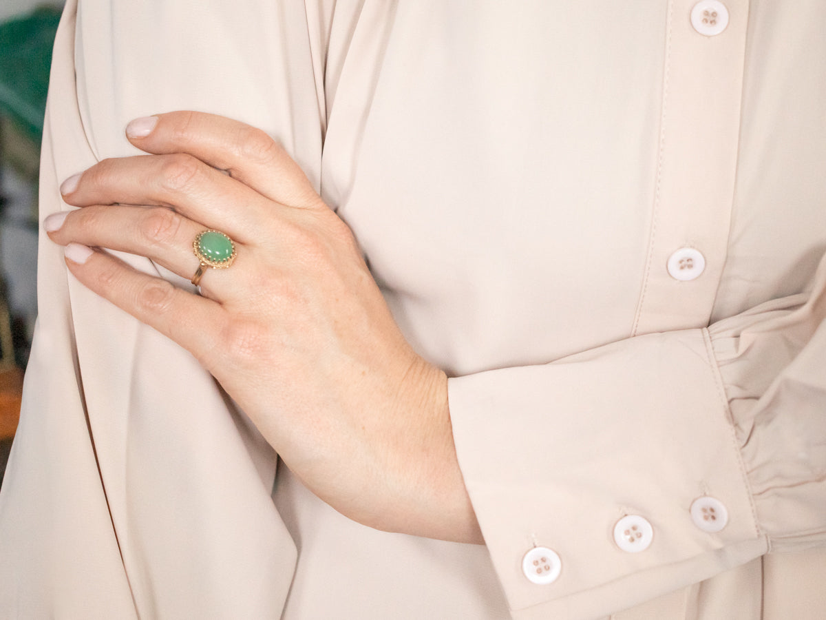 Vintage Green Chalcedony Ring