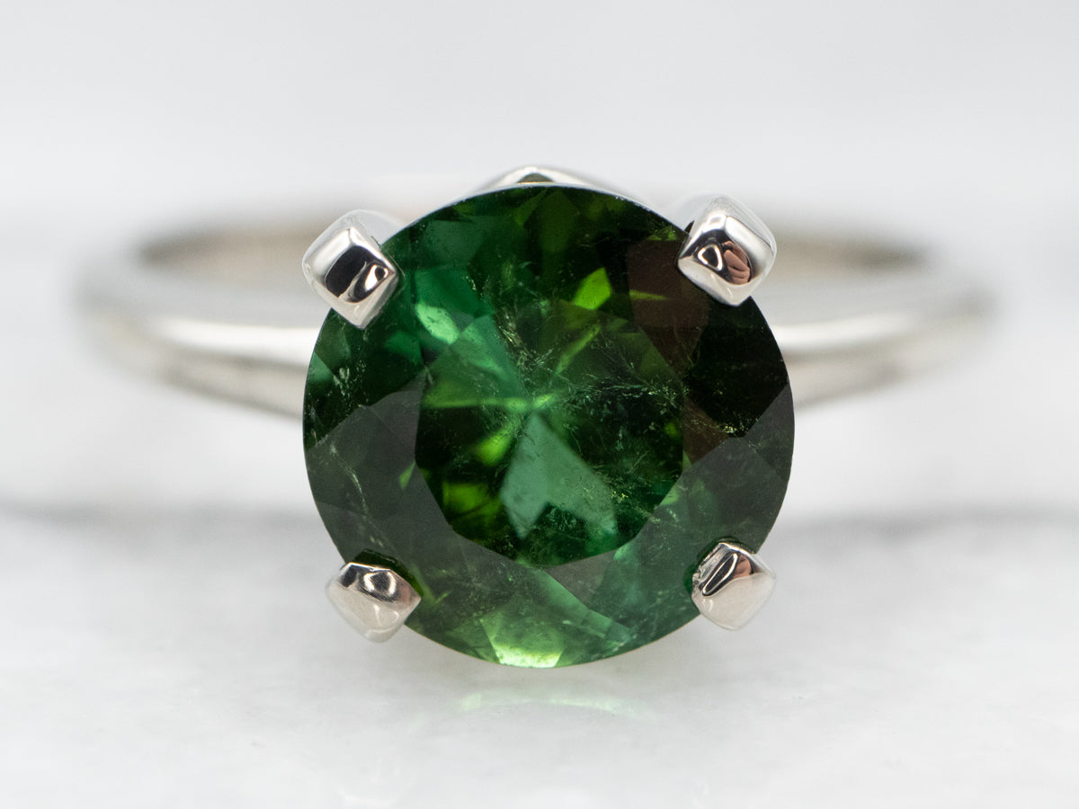 Green Tourmaline Solitaire Ring