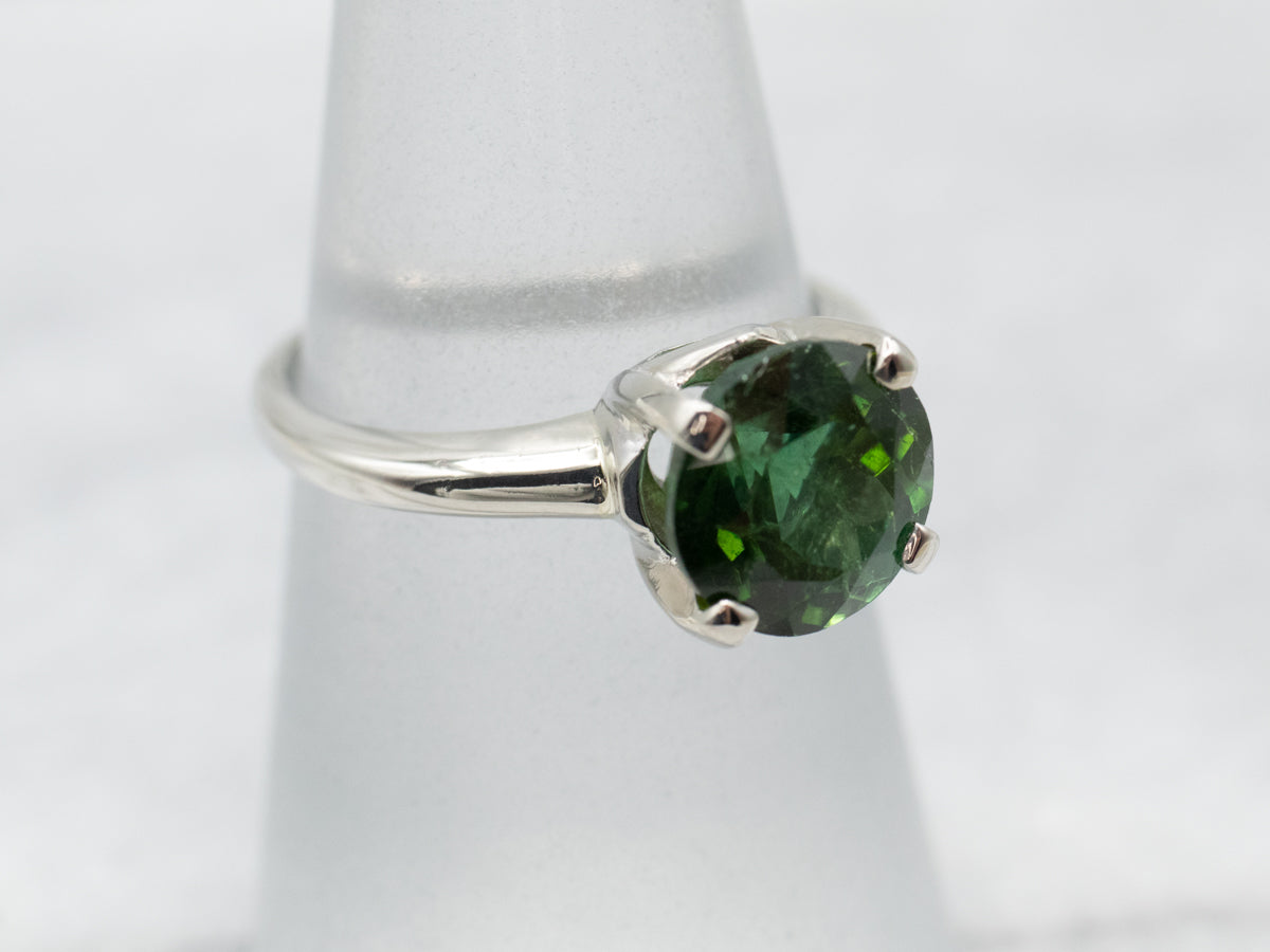 Anillo Solitario Turmalina Verde