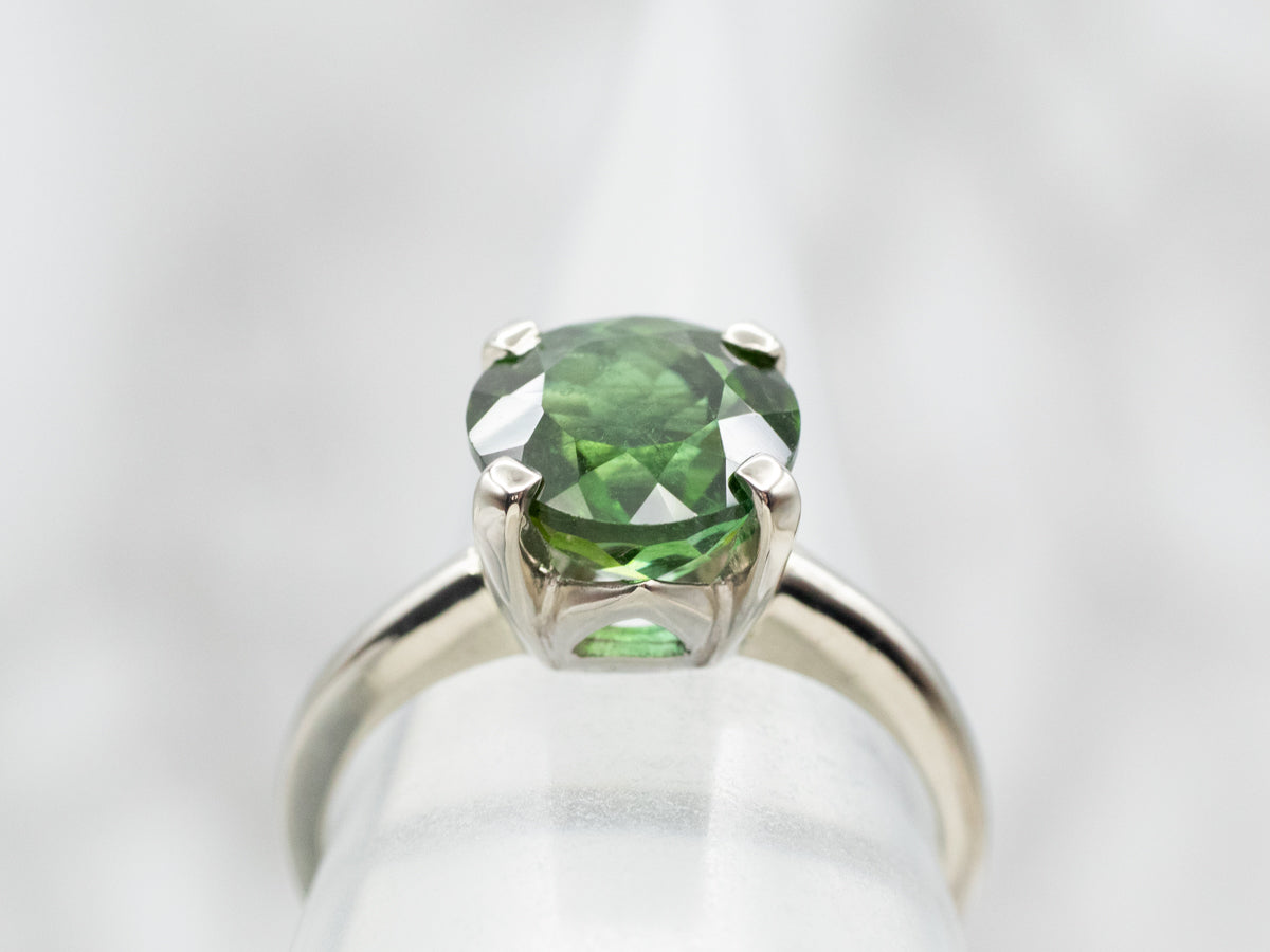 Anillo Solitario Turmalina Verde