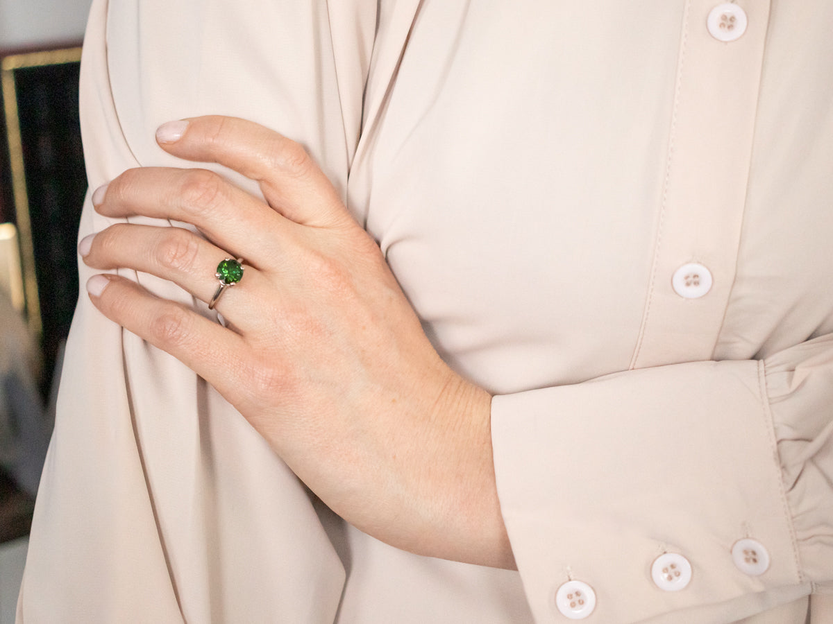 Anillo Solitario Turmalina Verde