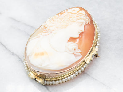 Beautiful Conch Shell Cameo Pin or Pendant
