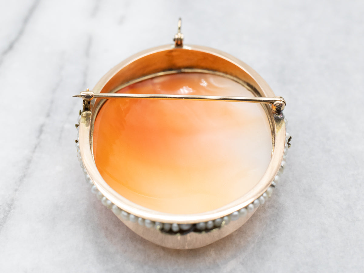 Beautiful Conch Shell Cameo Pin or Pendant