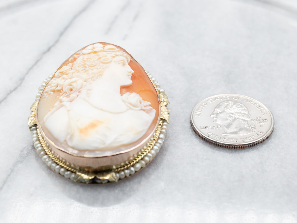 Beautiful Conch Shell Cameo Pin or Pendant