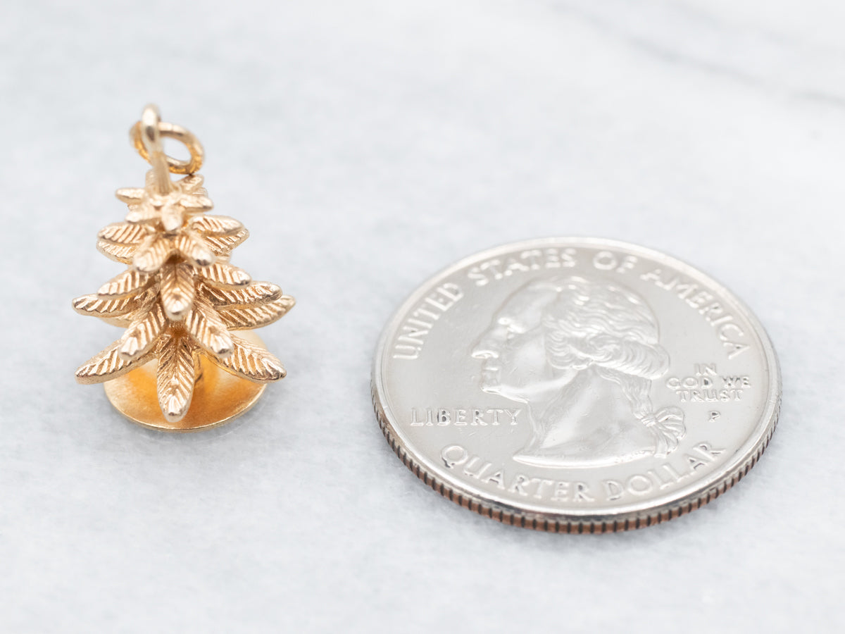 Vintage Gold Evergreen Charm