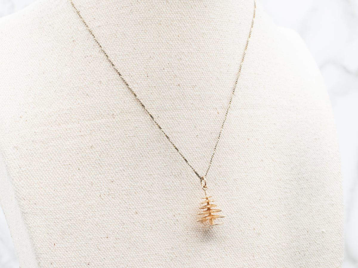 Vintage Gold Evergreen Charm