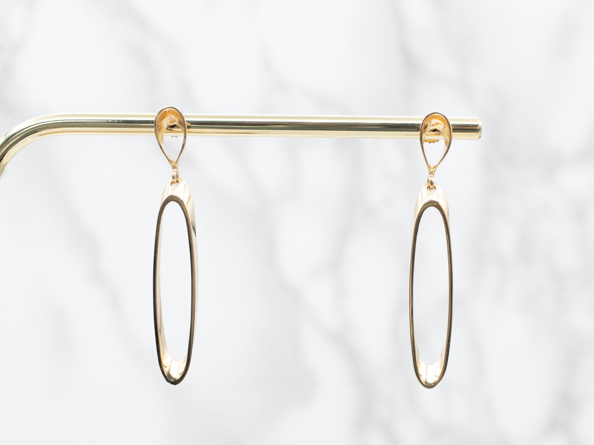 Elongated Oval Drop Earrings