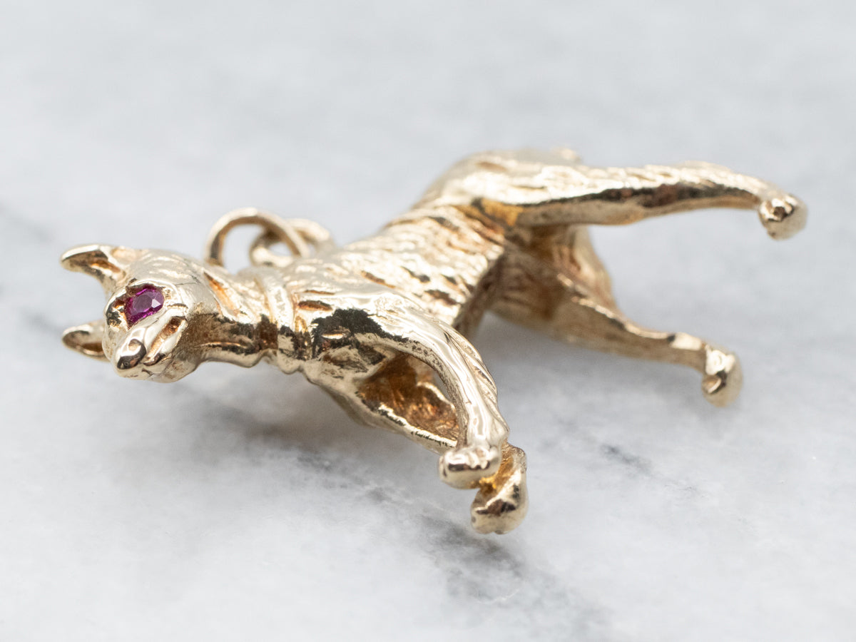 Sweet Ruby and Gold Dog Pendant