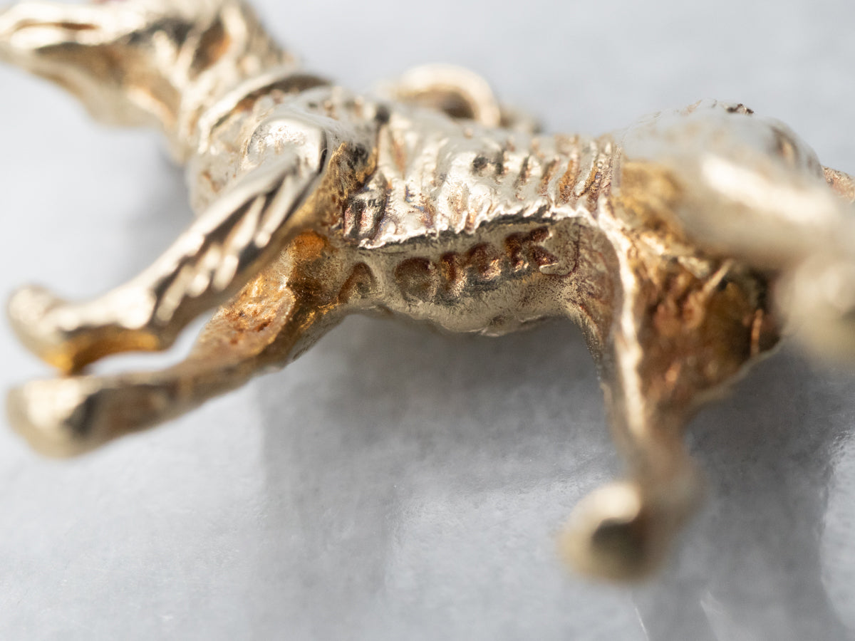 Sweet Ruby and Gold Dog Pendant