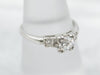 Platinum European Cut Diamond Engagement Ring