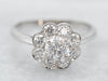 Floral Diamond Halo Engagement Ring