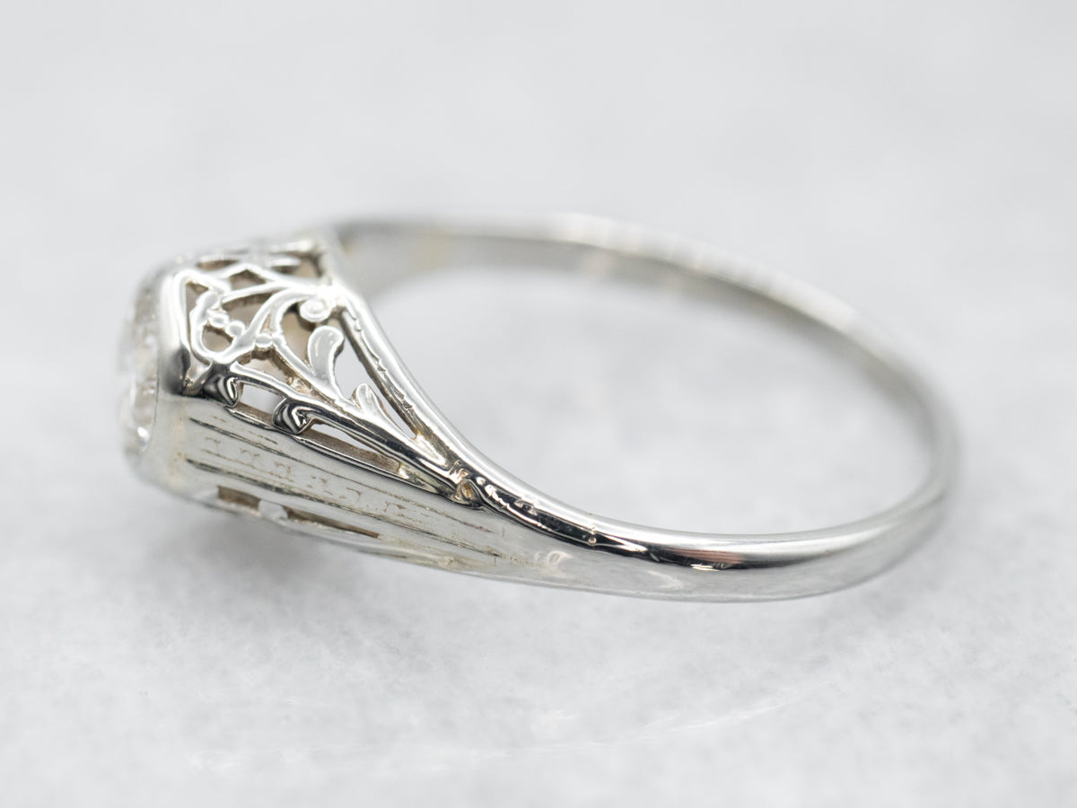 Anillo de compromiso con solitario de diamantes Art Déco