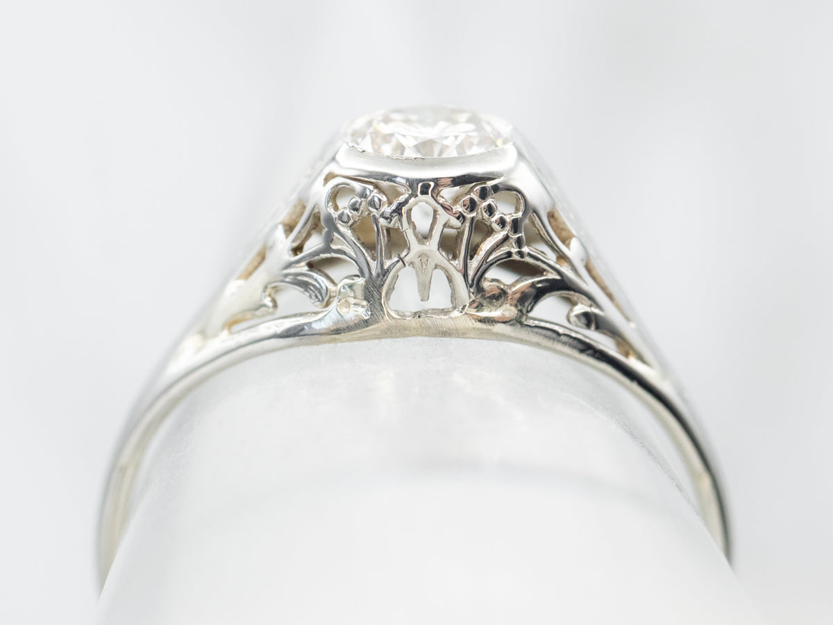 Anillo de compromiso con solitario de diamantes Art Déco