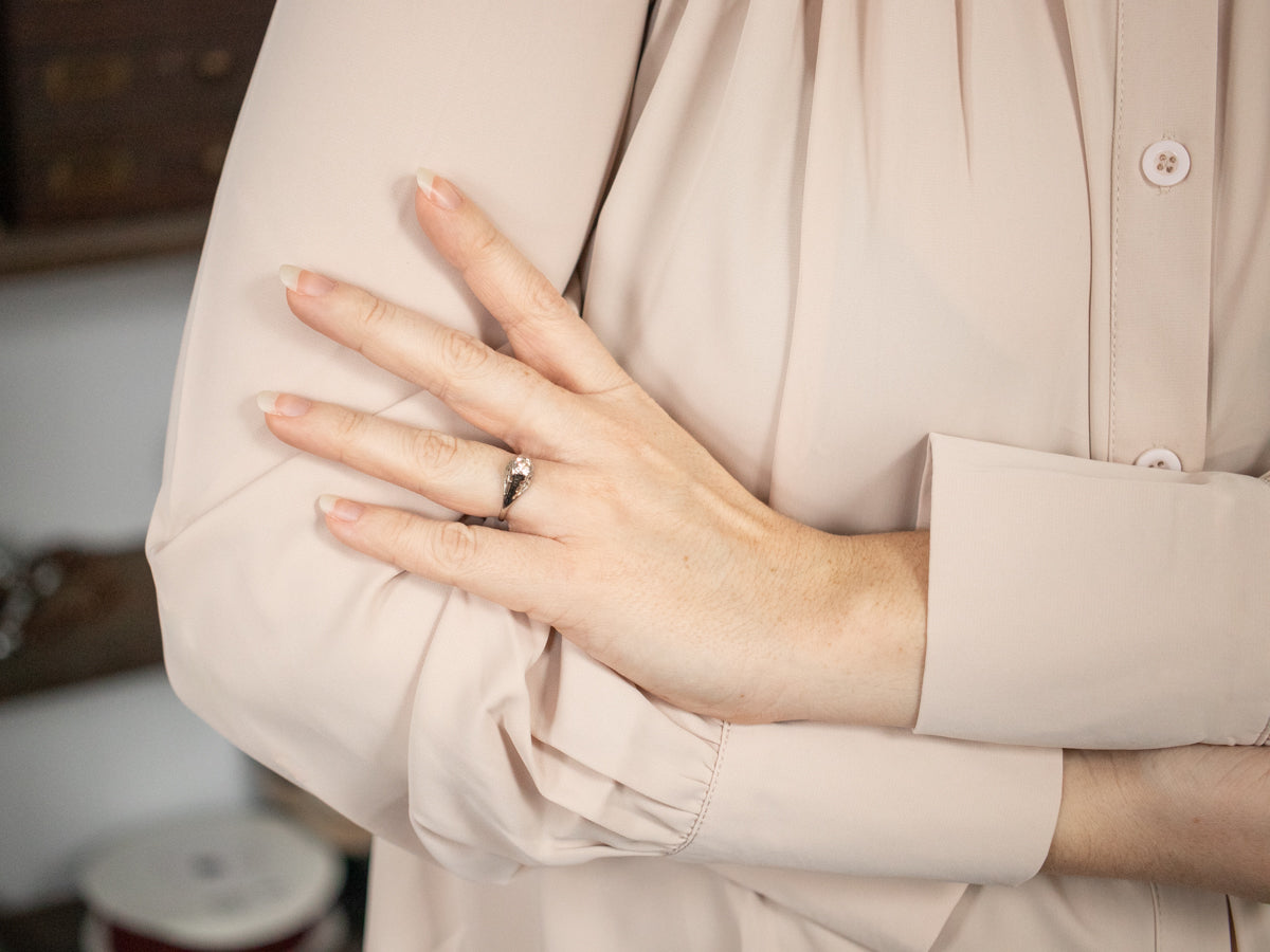 Anillo de compromiso con solitario de diamantes Art Déco