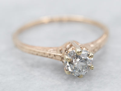 Antique Pattern Old Mine Cut Diamond Engagement Ring