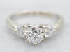 Three Stone Modern Diamond Engagement Ring