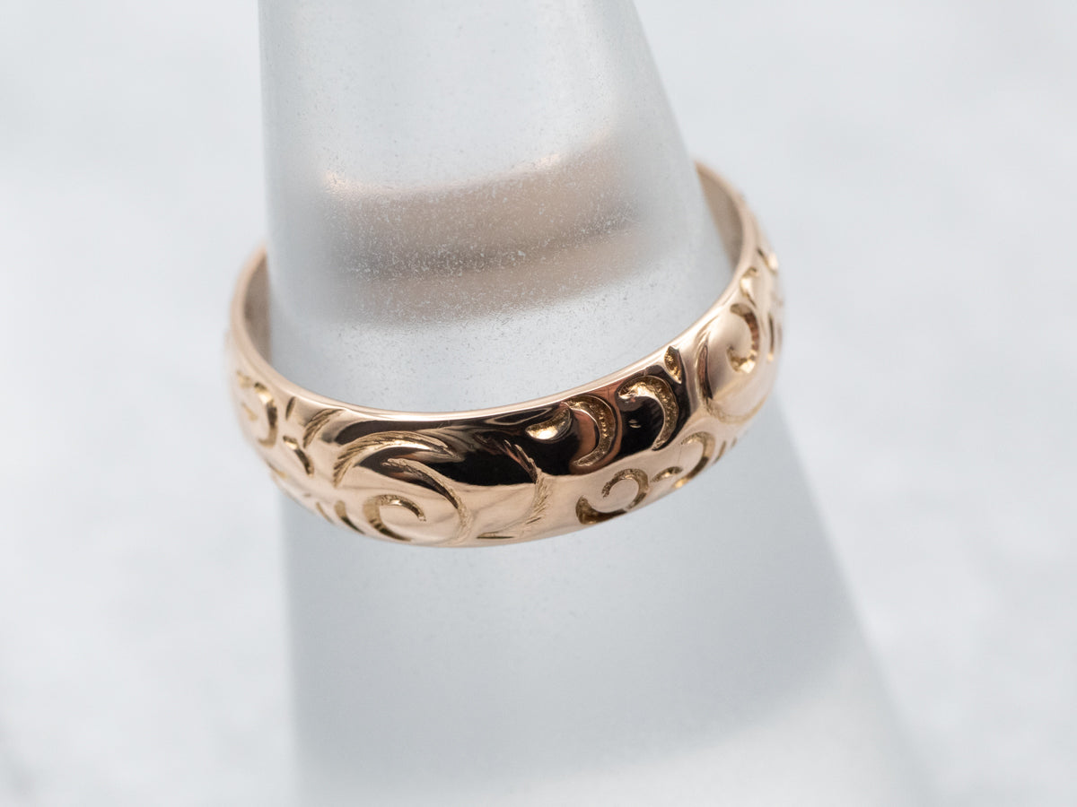 Scrolling Victorian Rose Gold Cigar Band