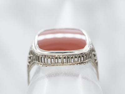 Art Deco Carnelian Solitaire Ring