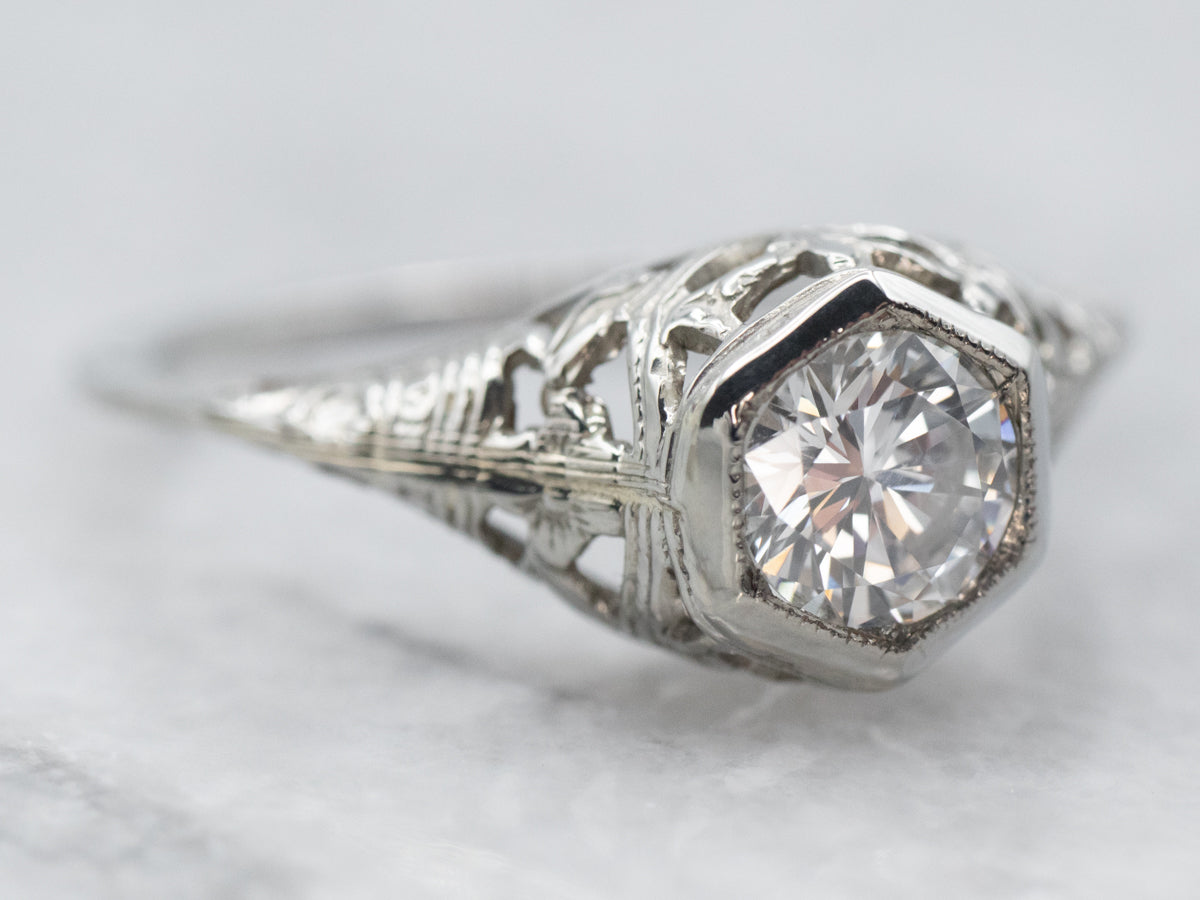 Art Deco .80ct OEC Diamond Engagement Ring