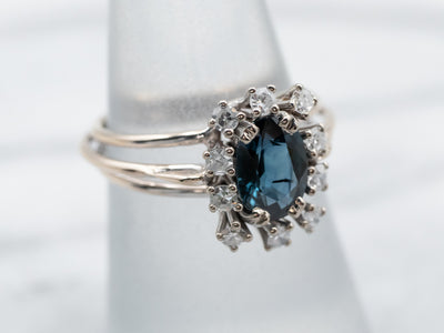 Stunning Sapphire and Diamond Halo Ring