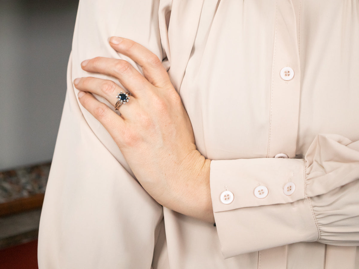 Stunning Sapphire and Diamond Halo Ring