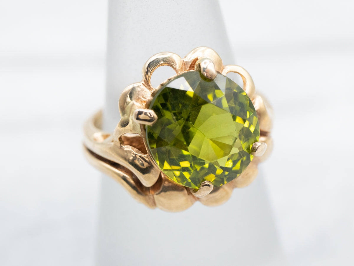 Rare Retro Era Two Piece Peridot Ring for Cocktail or as Wedding Set