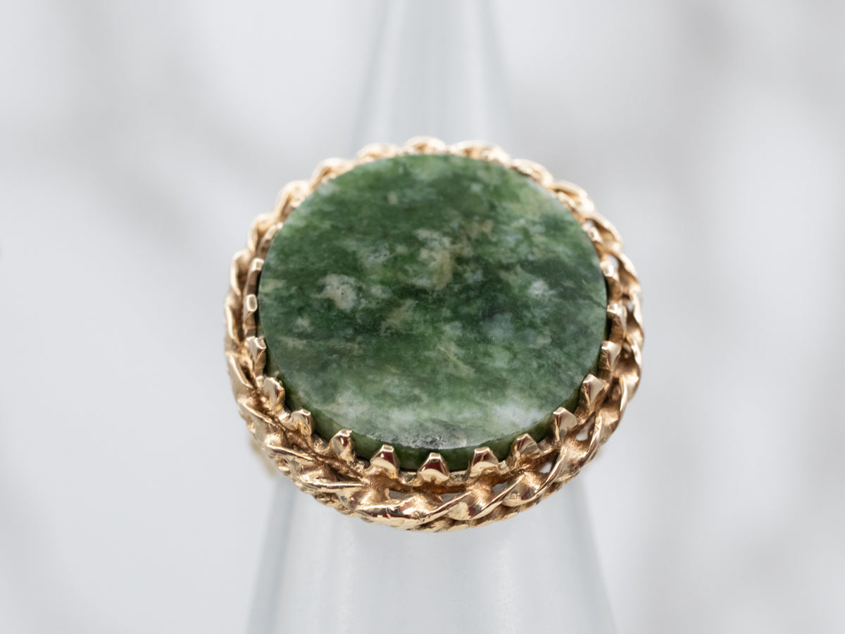 Delicate Nephrite Jade Cocktail Ring