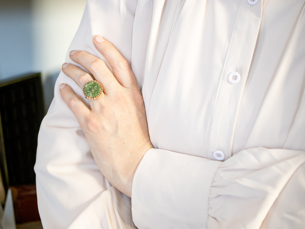 Delicate Nephrite Jade Cocktail Ring