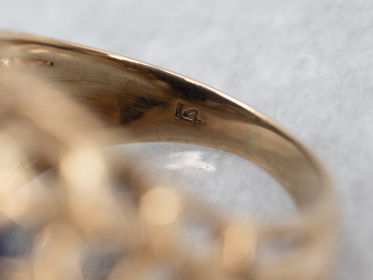 Gorgeous Yellow Gold Lapis Cocktail Ring